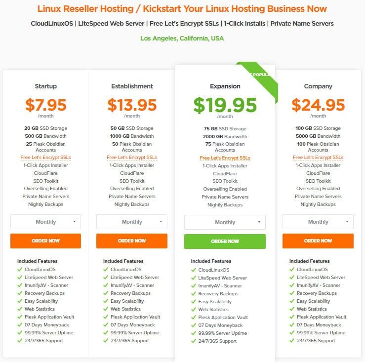 HostNamaste Linux Reseller Hosting