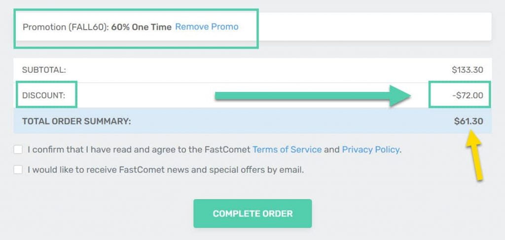 FastComet Discount Redeemed