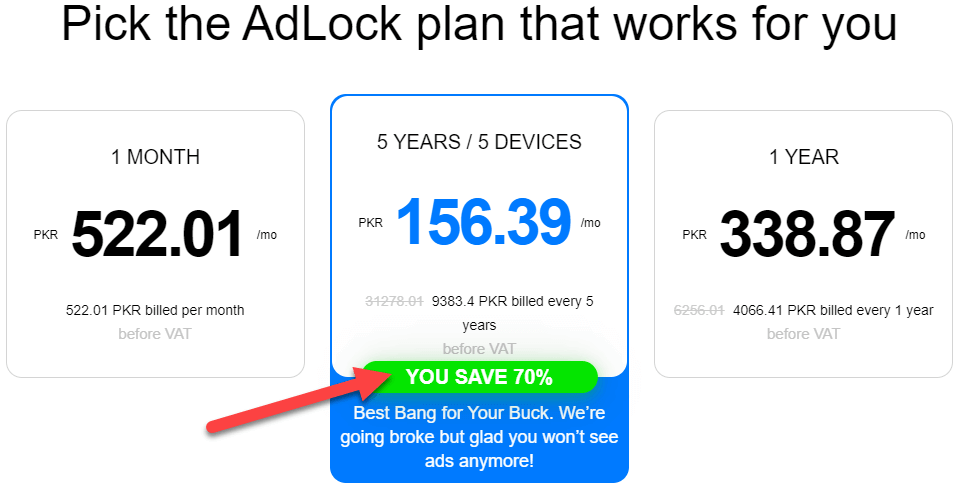 AdLock Pricing Plans