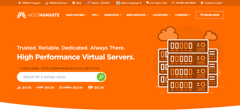 HostNamaste Website