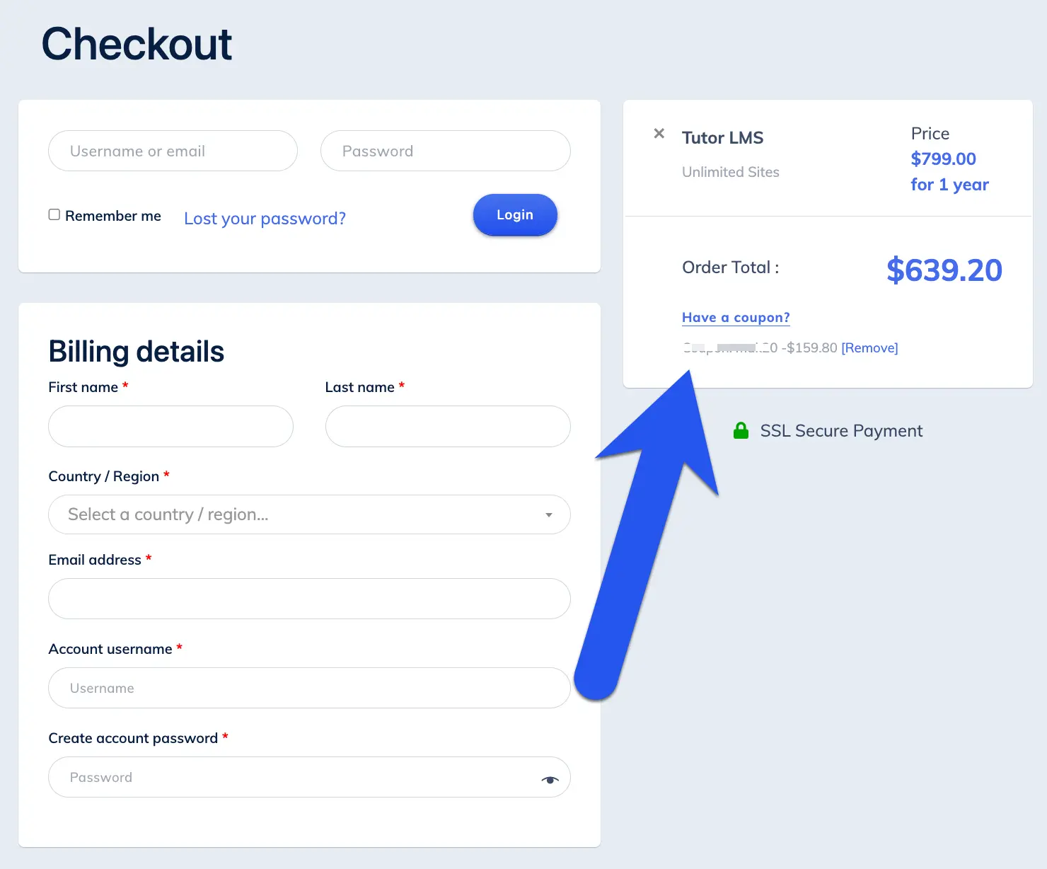 Tutor LMS Discount Applied