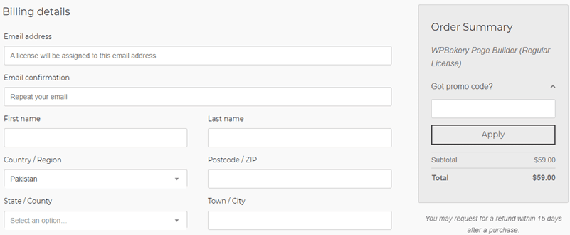 WPBakery Page Builder Sign Up