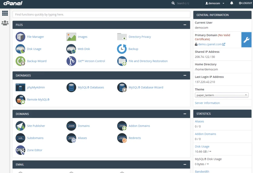 Hostragons cPanel Hostragons cPanel