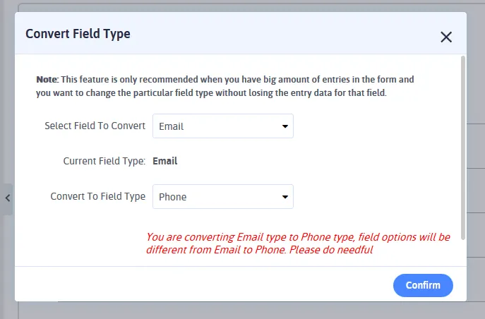 Convert Field Type Convert Field Type