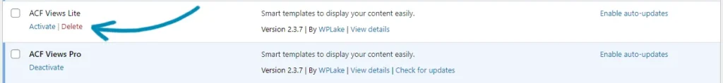 Delete ACF View Lite Delete ACF View Lite