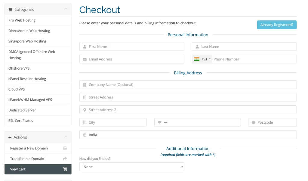 Hosterplan checkout Hosterplan checkout