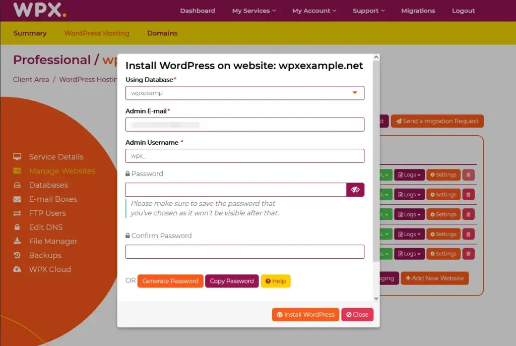 Enter WordPress Site Login Details Enter WordPress Site Login Details