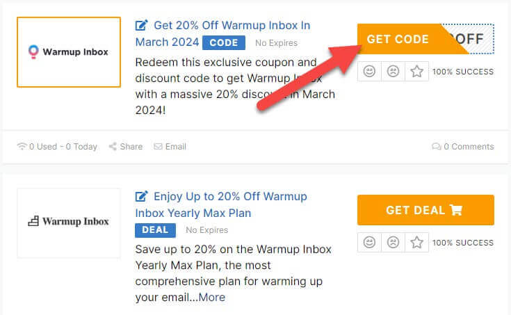 Warmup Inbox Coupons