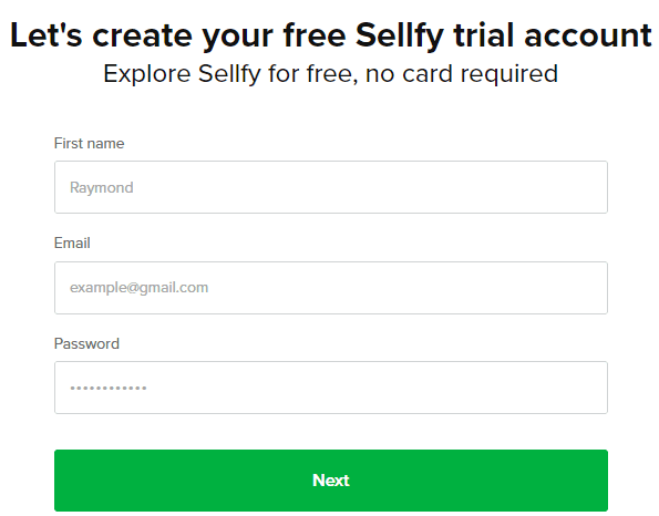 Sellfy Signup