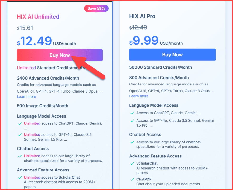 HIX AI Pricing